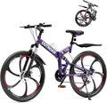 26" Foldable MTB – 21-Speed Full Suspension, High-Carbon Steel Frame, Dual Disc Brakes & Quick-Release Tires – Adults & Teens (Multiple Colors)