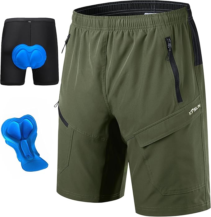Men's Mountain Bike Shorts 3D Padded Baggy Bicycle Riding Cycling Shorts Quick Dry Lightweight Biking Shorts