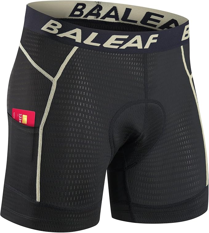 baleaf Men's Cycling Underwear 4D Padded Bike Shorts Pocket Mountain Bike Liner Bicycle Gear