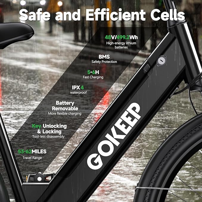 EP26A Step Through Electric Bike – Premium Adult E-Bike with 360° Safety, Peak Power 1000W, Shimano 7-Speed, IPX54 Waterproof Battery, and AI-Assisted Riding Modes