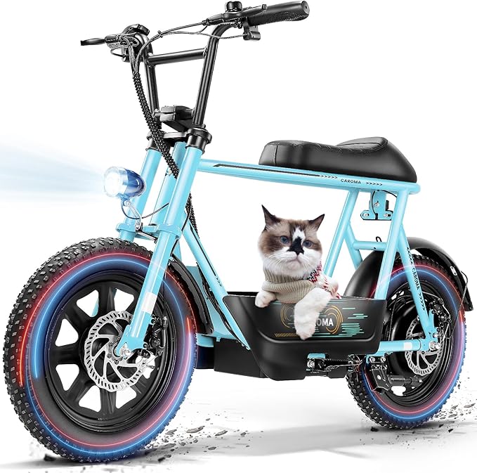 Caroma Peak 1200W/1000W/800W/500W Electric Scooter with Seat,16"/20" Fat Tire Ebike All-Terrain,Max 30Miles&20MPH Electric Scooter Adults,Electric Motorcycle Adults with Storage Basket for Cargo&Pets