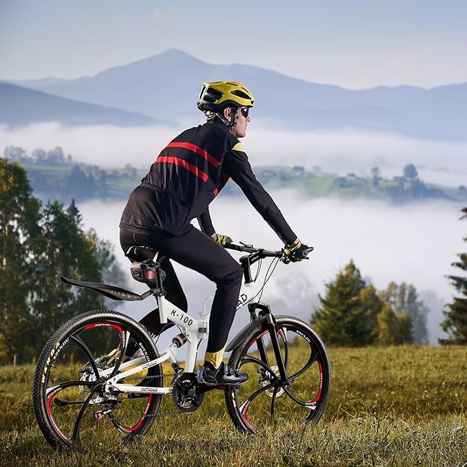 26" Foldable MTB – 21-Speed Full Suspension, High-Carbon Steel Frame, Dual Disc Brakes & Quick-Release Tires – Adults & Teens (Multiple Colors)