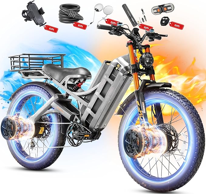 eAhora 2026 Romeo Pro3/2 50/46Mph Ebike 5600/4000W Dual Motor 200+Miles Electric Bike for Adults, 52V/70Ah 60V/80Ah Long Range 26 * 4.0" Fat Tire Full Suspension Electric Mountain Bike