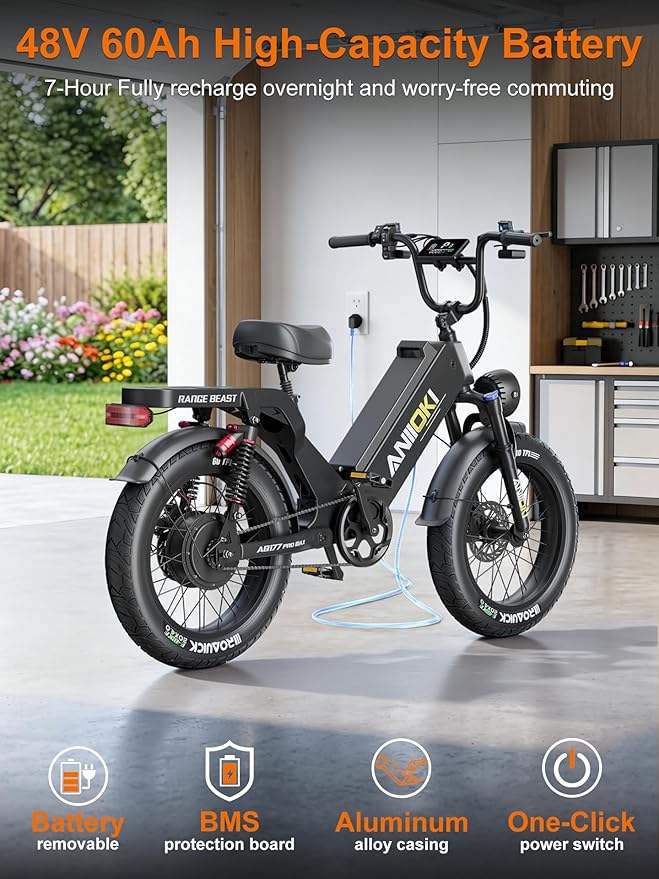ANIIOKI AQ177 Pro Max eBikes for Adults, 200+ Miles Long Range Electric Bike, 28 MPH/32 MPH High Speed Commuting Ebikes, Full Suspension Ebike
