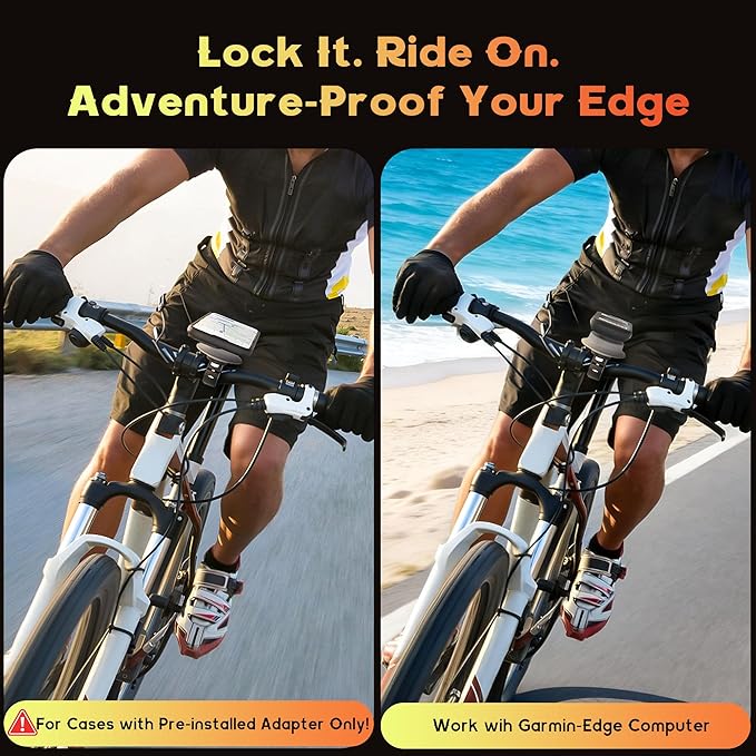 Bike Computer Mount Compatible with Garmin Edge, iGPSPORT, XOSS - Aluminum Cycling GPS Mount with Secure Dual-Lock, Quarter-Turn Release, Fit Edge 1050 1040 840 540 and More MTB Bicycle Computer