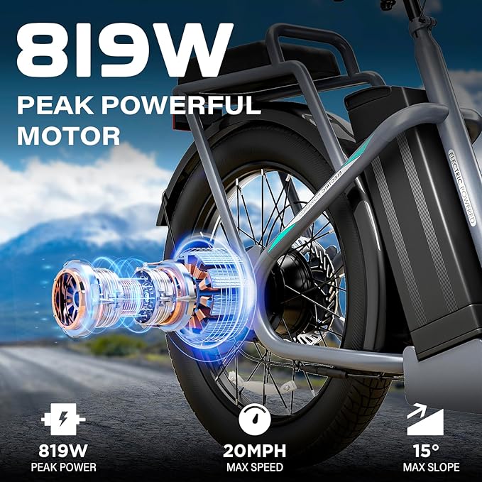 Caroma Peak 500W/800W/1200W Electric Scooter with Seat, 20" Fat Tire Electric Bike with 48V Removable Battery, Up to 30Miles & 20MPH, Adult Scooter for Commuting with Basket&Adjustable Seat