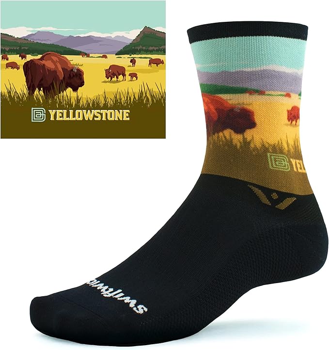 Swiftwick VISION IMPRESSION Crew, National Parks/States Edition, Running, Hiking and Cycling Socks