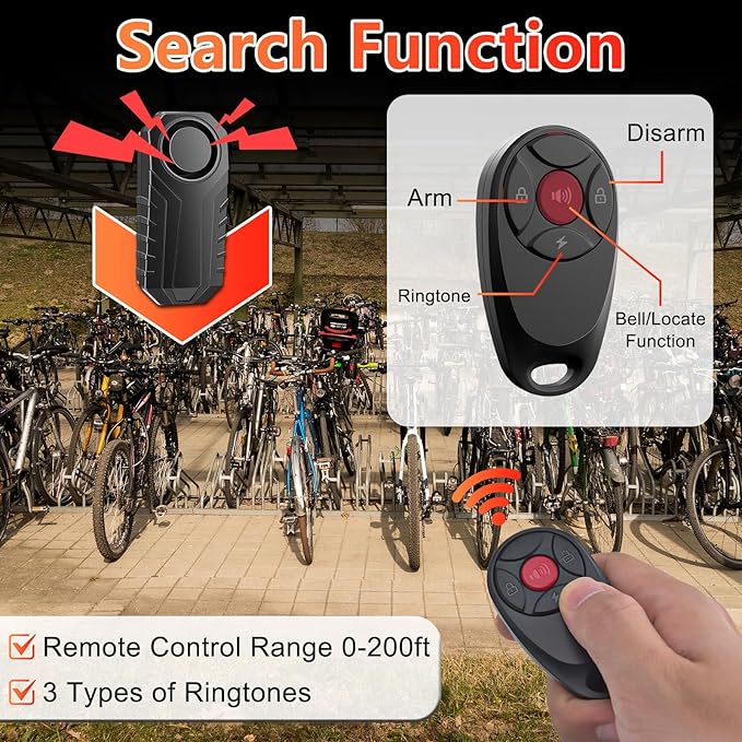 113dB Bike Alarm,Motorcycle Alarm,Burglar Vibration Motorcycle Bicycle Alarm Security System IP65 Waterproof, Suitable for Scooter Vehicle Trailer Car Door Window Electric Bike Accessories, 3PC