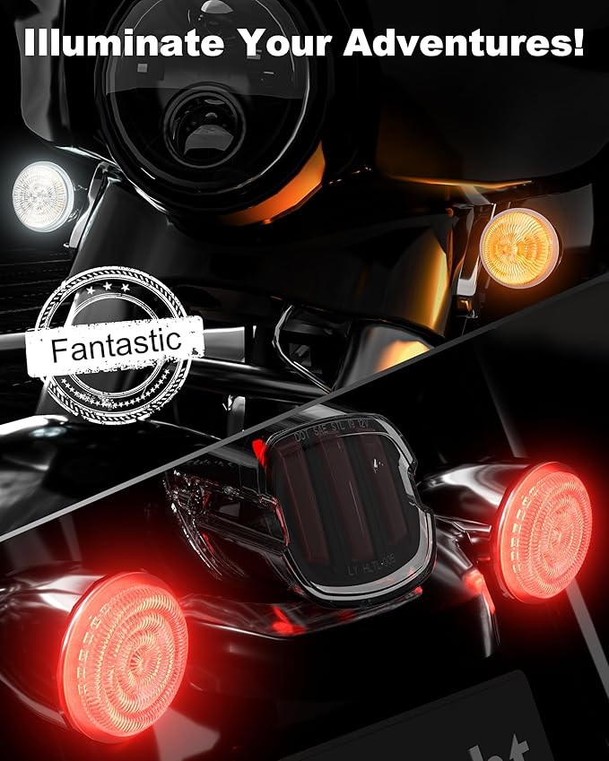 New Upgrade 2 Inch 1157 Front 1156 Rear LED Turn Signal Light Kit Compatible with Dyna Sportster Softail Road Street Glide Road King Cruiser Turing 1986-2023 (4PCS)