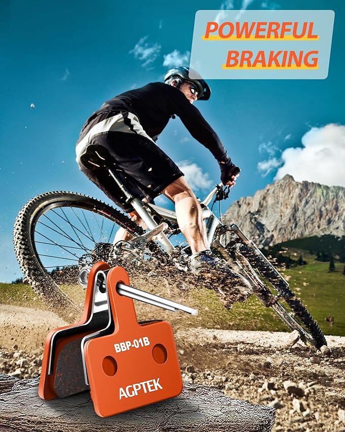 AGPTEK Bike Brake Pads, High-Performance Brake Pads, Disc Brake Pads & Spring (Semi-Metallic&Resin) for Mountain Bike Disc Brakes,Bike Pads Compatible with TRP Tektro Shimano Deore Br
