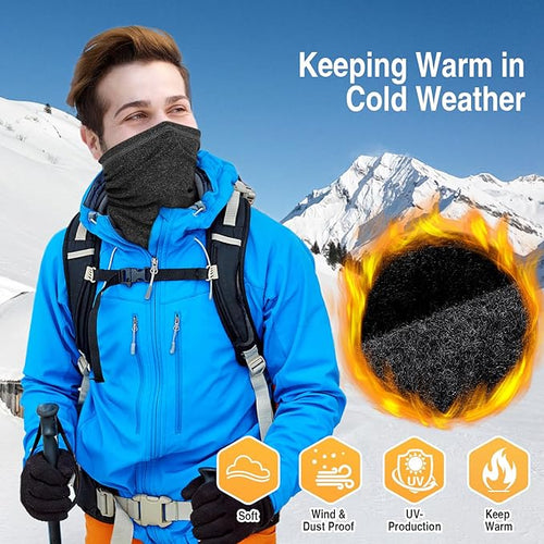 2 Pack Winter Neck Gaiter Warmer for Men&Women,Windproof Face Cover Fleece Face Mask Scarf for Cold Weather Sport