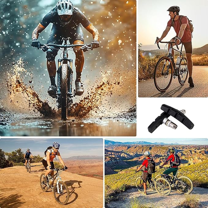 Bike Brake Pads Set, 3 Pairs Black Bike Brake Pads, Professional V-Brake Blocks for Mountain & Road Bicycles, 70mm for MTB Mountain Bicycle Universal V-Brake Blocks
