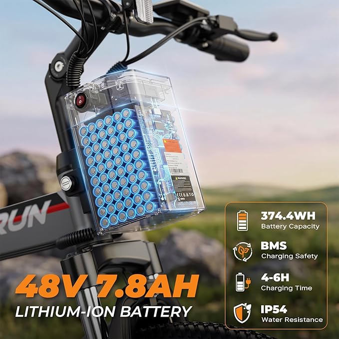 VARUN Folding Electric Bike for Adults - Peak 750W Motor 26" Ebikes, Foldable Electric Bike with 48V Longe Range Battery, Up to 20+MPH 50 Miles, 7-Speed Gears & Dual Hydraulic Suspension