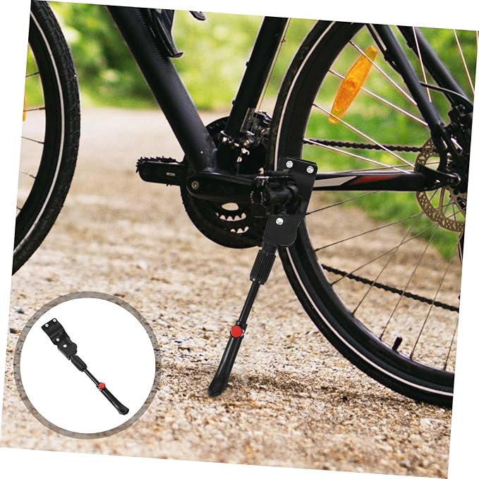 Happyyami Mountain Bike Kickstand Adjustable Bicycle Stopping Feet Stand for Road and Mountain Bikes Wear-resistant Replacement Kickstand Easy to Install and Use Support for Bicycles