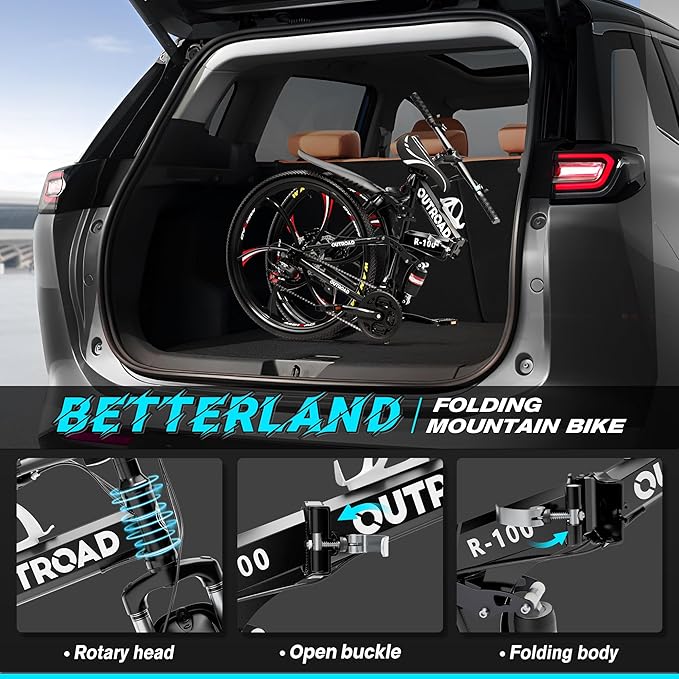 26" Foldable MTB – 21-Speed Full Suspension, High-Carbon Steel Frame, Dual Disc Brakes & Quick-Release Tires – Adults & Teens (Multiple Colors)