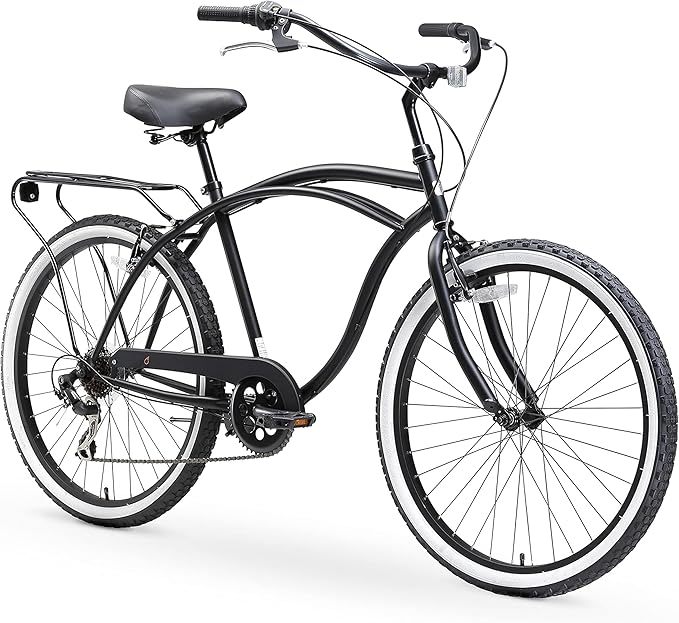 sixthreezero Around The Block Men's Beach Cruiser Bike, Hybrid Bicycle with Rear Rack, Multiple Speed and Color Options