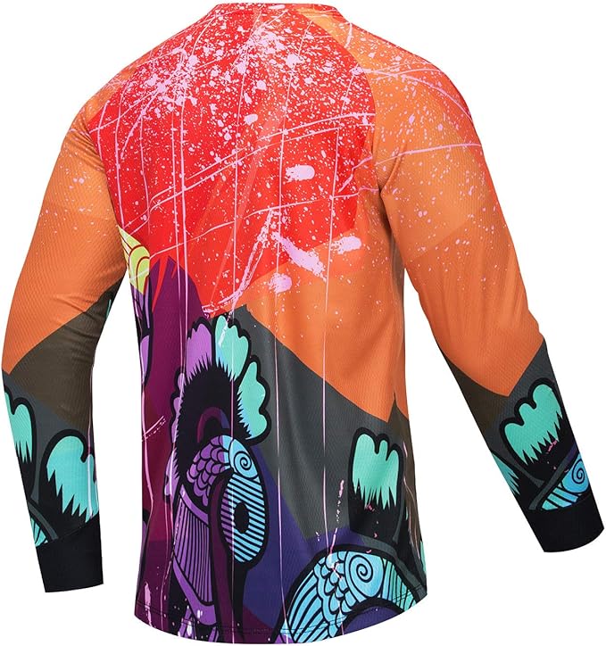 PSPORT Men's Motocross Jersey Long Sleeve Motocross Shirt Men Mountain Dirt Bike Jersey Downhill Riding Racing Clothing Tops
