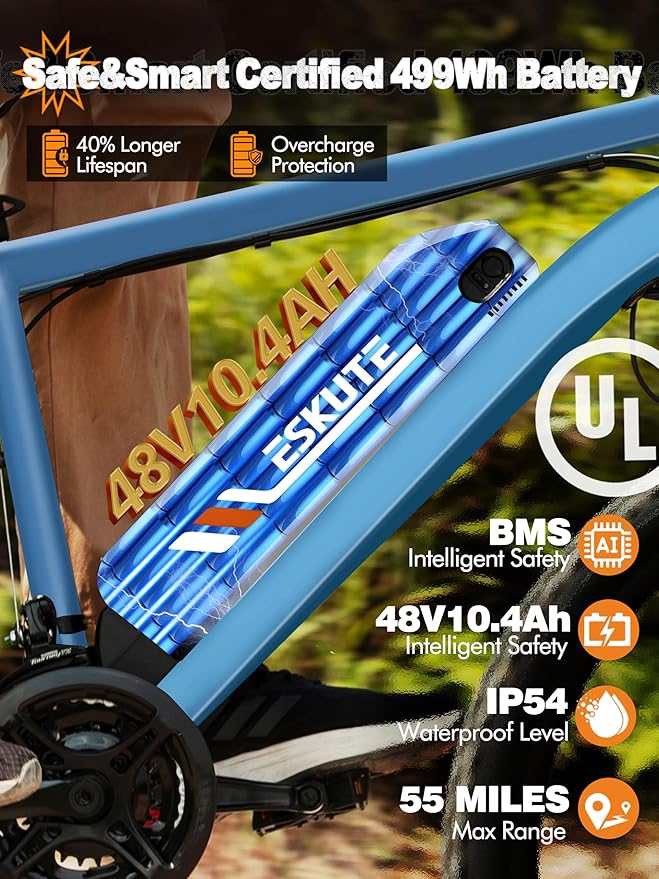 M200 Electric Bike for Adults – 21-Speed Gear 27.5" Mountain E-Bike, 1200W Peak Brushless Motor 28MPH, 48V 10.4Ah&13Ah Removable Battery, Up to 55-65 Miles Range, Step Over Commuter E-MTB, NFC Unlock