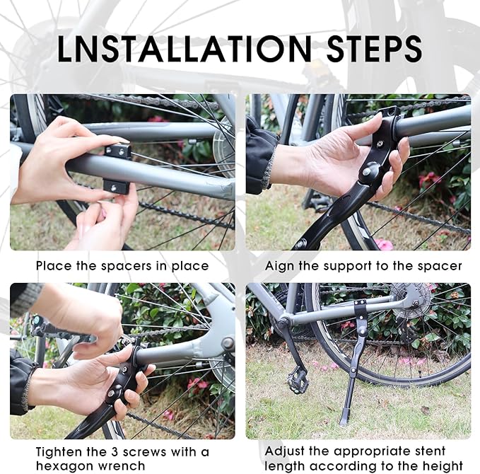 Rokia R Adjustable Bike Kickstand - Universal for 24" - 27.5" Mountain Bikes and Road Bikes