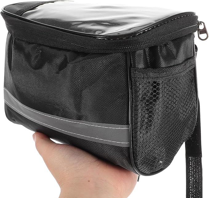 Veemoon Bicycle Handlebar Bag and Top Tube Storage Pouch Black Waterproof Cycling Bike Front Beam Bag for Road and Mountain Bikes, Compact Riding Accessory for Outdoor Cycling