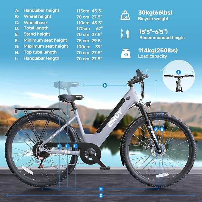 Electric Bike for Adults, 1200W Peak Commuter Ebike with 48V Built-in Battery 26" City Step Through E-Bike 7-Speed 65Miles 20Mph Urban Electric Bicycles for Women Men Teens