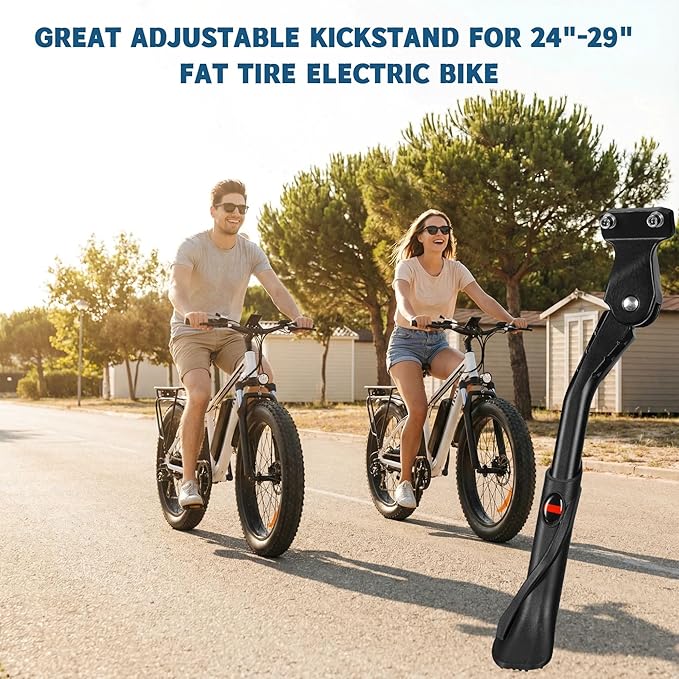 Adjustable Ebike Kickstand for 24-29 Inch Fat Tire Bike, Non-slip Bicycle Kickstand for Adult Bike, Electric Mountain Bike, E-Bike Accessories Replacement Part