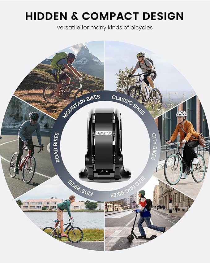 RAVEMEN Q2 Bike Bell Compatible with AirTag, Loud Hidden Bicycle Bell for Adults and Kids, Fit 0.87''/22.2, 1''/25.4, 1.25''/31.8mm Handlebars