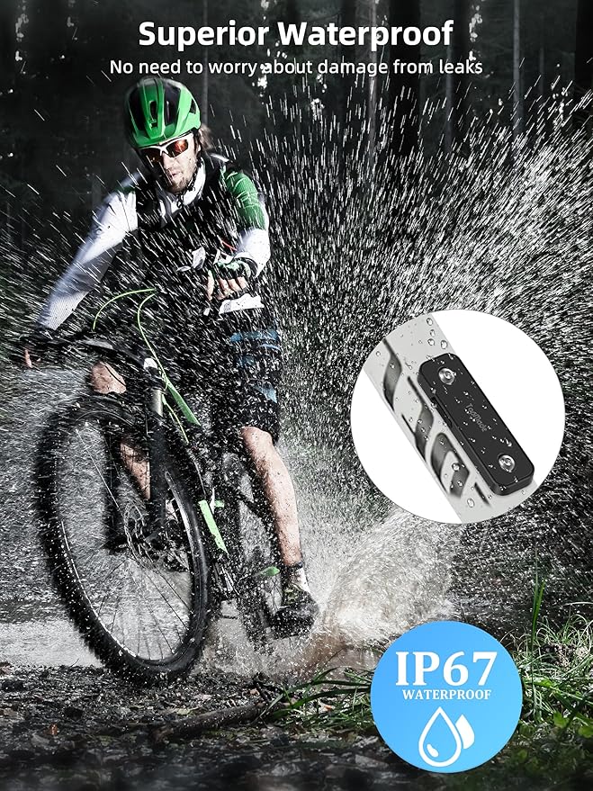 TopMade Bike Tracker, Works with Apple Find My (iOS Only), Global GPS Location on iPhone, iPad, Mac & Apple Watch, Bike Finder, Mount for Bottle Holder, Waterproof, Dustproof, Rechargeable, Black