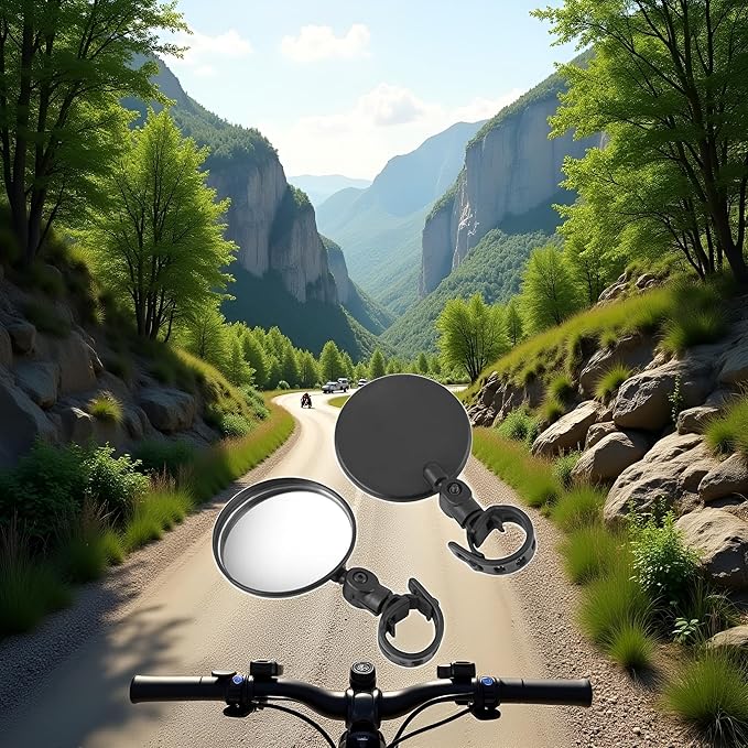 2Pcs Black Adjustable Rear View Mirror for Bikes, Universal Rearview Mirror for Handlebars, Wide Angle Acrylic Convex Mirrors for Safe Adult Bikes/Road/Mountain Bike Accessories