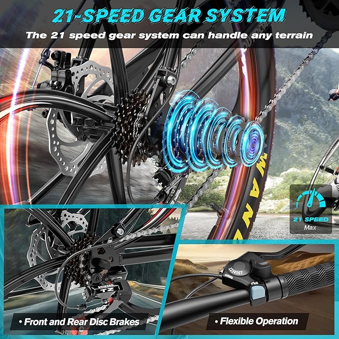26" Foldable MTB – 21-Speed Full Suspension, High-Carbon Steel Frame, Dual Disc Brakes & Quick-Release Tires – Adults & Teens (Multiple Colors)