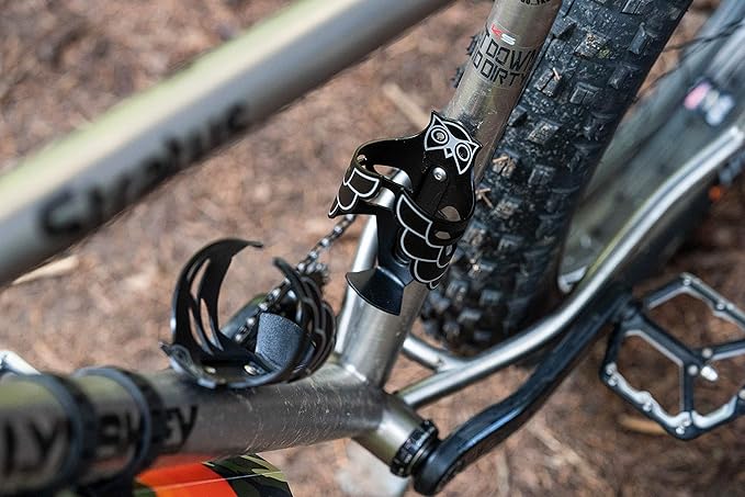 Portland Design Works Water Bottle Cage - Lightweight Water Bottle Holder for Bikes, Owl Cage, Black/Silver