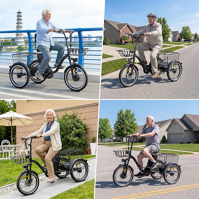 Electric Tricycle for Adults, Peak 1200W Electric Trike, Foldable Electric Bike with 468Wh/720Wh/960Wh Removable Battery, Step-Thru 3 Wheel Electric Bikes for Women Men, 20 Tire