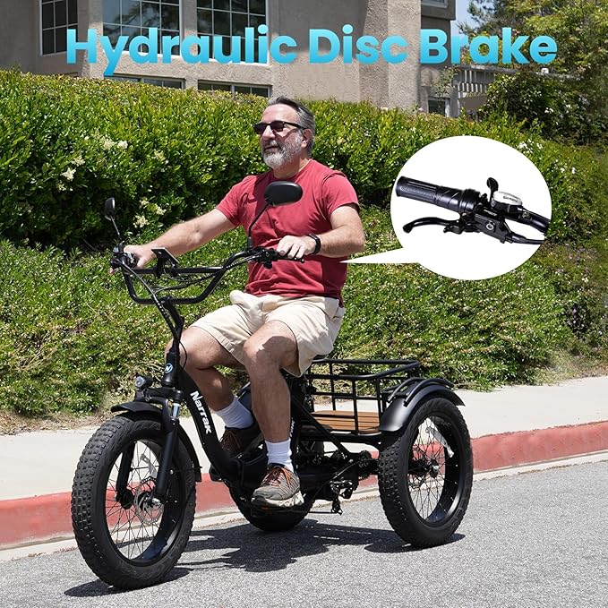 Electric Tricycle for Adults,Fat Tire Folding Electric Trike,3 Wheels Electric Bicycle Bikes, Peak 1350W Step-Thru Etrike with Removable Battery and Large Basket for Women Men