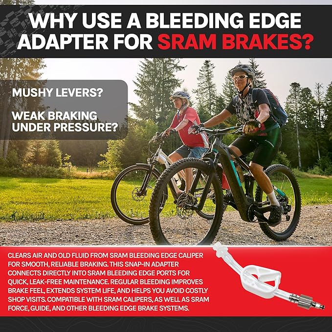 BleedZone Bleeding Edge Adapter Tool for SRAM Brake Bleed Kit, Bike Hydraulic Brake Bleed Kit, Bike Bleeder Caliper Fitting, Bicycle Maintenance, Bleeding Adapter, SRAM DOT 5.1 Brake Fluid Compatible
