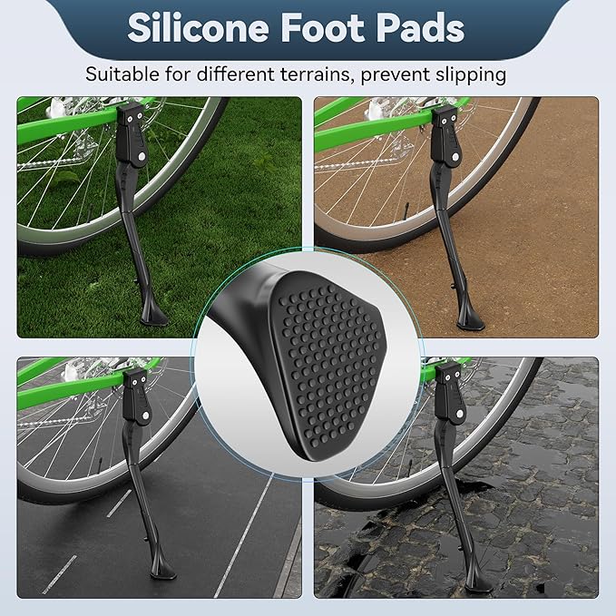 Bike Kickstand 18mm Hole Spacing for 26-29 Inch Adult Bike, Adjustable Aluminum Alloy Bicycle Kickstand, Sturdy and Non-slip Mountain/Road/E-Bike Kick Stand