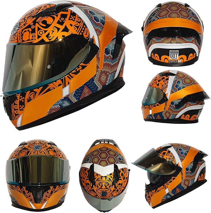 HAX Obsidian Full Face Dual Visor Adult Motorcycle Helmet for Motorbike Street Bike with Pinlock Ready DOT Approved HUICHIOL S