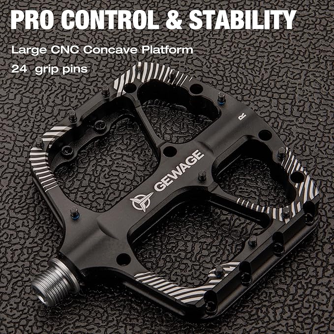 Mountain Bike Pedals -Bicycle Flat Pedals Aluminum 9/16" Sealed Bearing -Wide Platform for Road Mountain Gravel BMX MTB Bike Ideal for Downhill & Trail