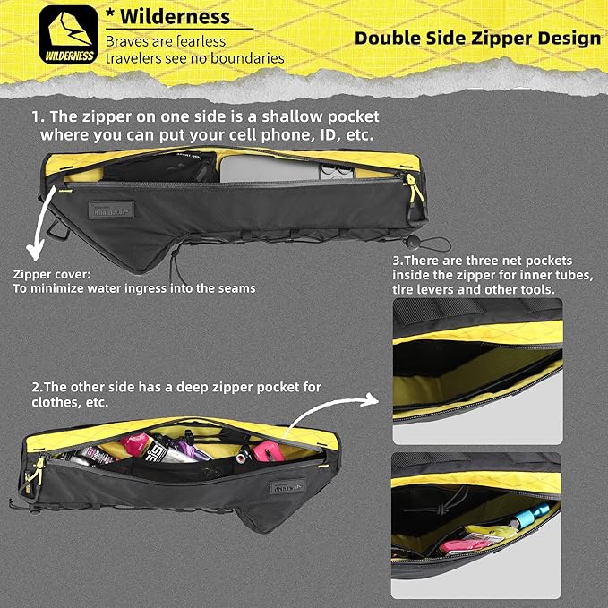 Rhinowalk Bicycle Front Frame Bag Bike Under Top Tube Triangle Waterproof Bag 2.4L Cycling Accessories Nylon Pack Pouch for MTB Road Bike Cycling Commuting and Outdoor Adventures