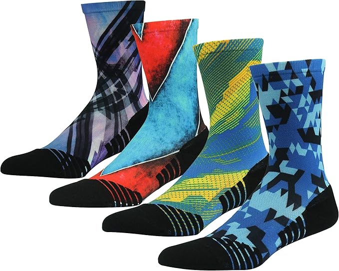 HUSO Cycling Socks for Men Women, Novelty Bike Socks Fun Running Basketball Athletic Crew Socks 3, 4, 7 Pairs