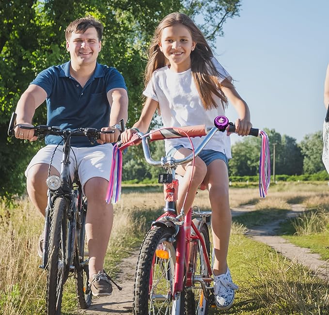 Kids Bike Bell with 2 Pcs Bike Streamers for Girls, Cute Children's Bicycle Accessories