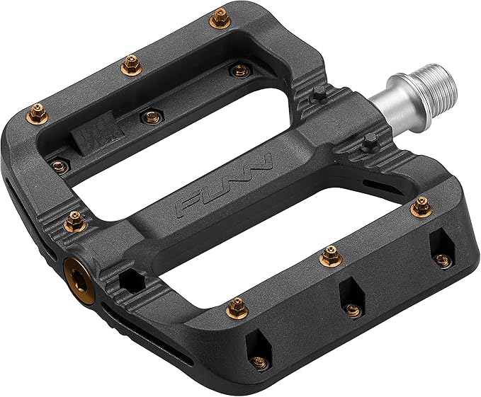 Funn Black Magic Plastic Flat Mountain Bike Pedal Set - Lightweight Wide Platform Bicycle Pedals for Stability, 9/16-inch CrMo Axle Bike Pedals for MTB/BMX/Urban/Gravel Riding