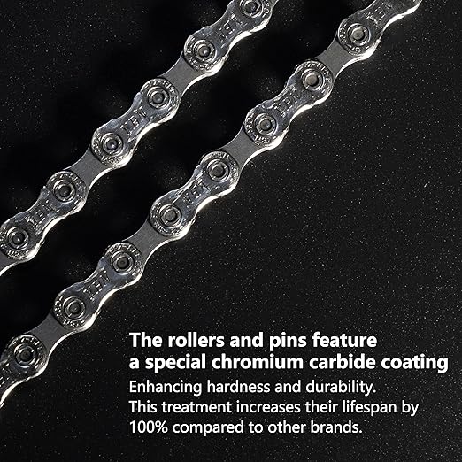 Thinvik Bike Chain 12 Speed, 1/2''× 11/128'', 110 Links - Road & Gravel and MTB Chain for Shimano and SRAM(Not for SRAM AXS) - Basic Silvery Gray - Quick Link Included