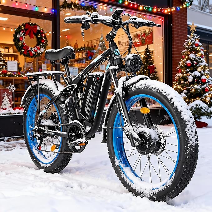 Tuttio Adria26 5000W/6000W Dual-Motor Ebike,40-46MPH Electric- Bike for Adults, 26 * 4" Fat Tire Electric Bicycle, 52V 25AH E-Bike Full Suspension Electric Dirt Bike for Off-Road Mountain Hunting
