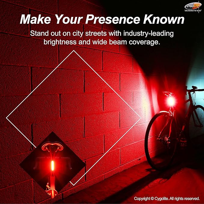 Cygolite Hotrod 120, 90, 50 Lumen Bicycle Tail Light Models- Night & Daytime Modes– Wide Glowing LEDs- Compact Sleek– IP64 Water Resistant– Sturdy Flexible Mount- USB Recharging–Great for Busy Roads