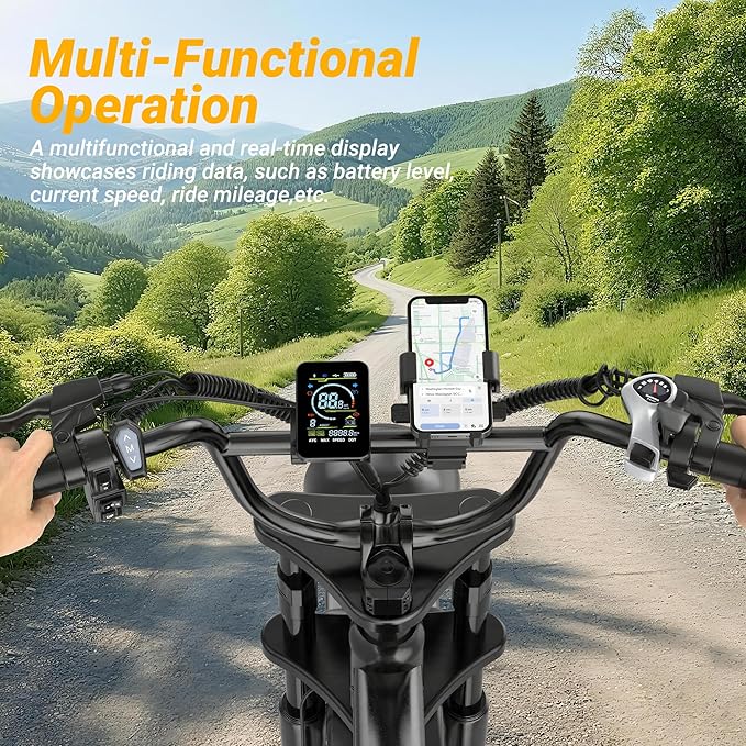 20" Fat Tire Electric Bikes for Adults, 750w Electric Dirt Bike with Full Suspension, 48V 18AH Battery Moped, 31MPH(50KM/H) Max Speed, 40-70 Miles Long Range Motorcycle Ebikes