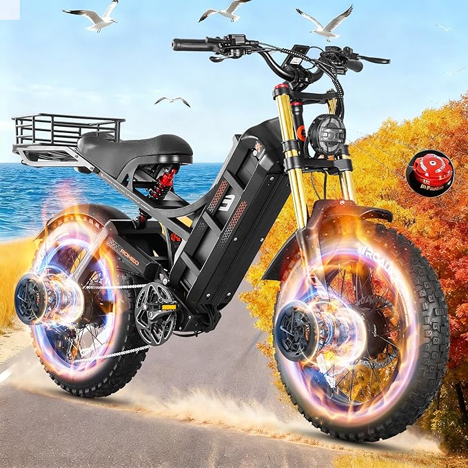 eAhora 2025 Romeo Ultra/Romeo 2 Peak 3000W/2500W 42/40 Mph Electric Bike for Adults 60V 70Ah/52V 60Ah 100-200Miles Long Range Ebike 26" Fat Tire Full Suspension Electric Bicycle
