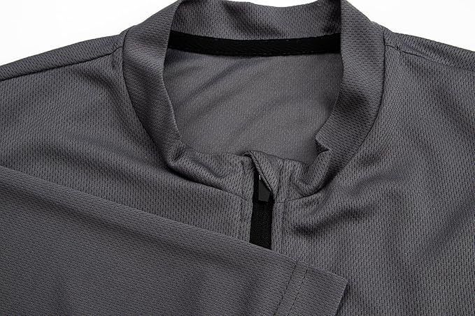 Men's Cycling Jersey Short Sleeves Bike Jersey 1/3 Zipper Solid Color Club Fit, Biking Cycling Shirt Zipper Pocket