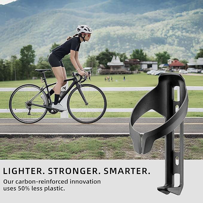 Mixed Bike Water Bottle Cage Holder, Carbon Fiber Reinforced, Lightweight Universal Road Bikes Cage Holder for MTB & Gravel Bicycles, Includes Mounting Screws & Tool, Easy Install, Black