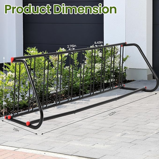 Commercial Grid Bike Rack, Single Sided Bike Rack Stand Ground, 10-Bike Capacity Bicycle Storage Stand, Power Coated Steel Floor Parking Stand for Garages, Stores, Schools and Universities