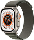 Apple Watch Ultra [GPS + Cellular 49mm] Titanium Case with Green Alpine Loop, Medium (Renewed)